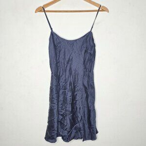 Victoria's Secret Blue 100% Silk Slip Dress Mini Size L